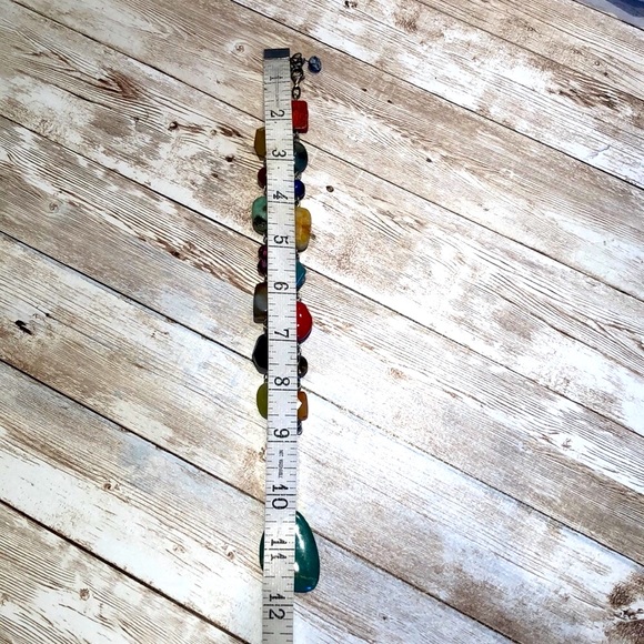 Hand-made gorgeous polished stone necklace with turquoise pendant - Picture 7 of 9
